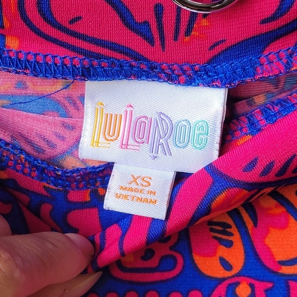Excellent LulaRoe Maxi Skirt /Strapless Dress Size XS Blue Pink Orange Stretch - Picture 2 of 6
